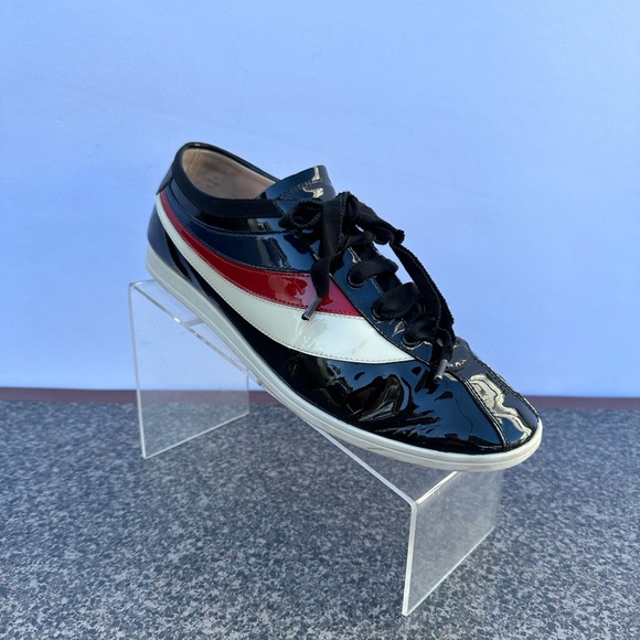 Gucci Men’s Falacer Hebron Web Patent Leather. U.S Size 8.5 Color Blk. - Picture 3 of 13